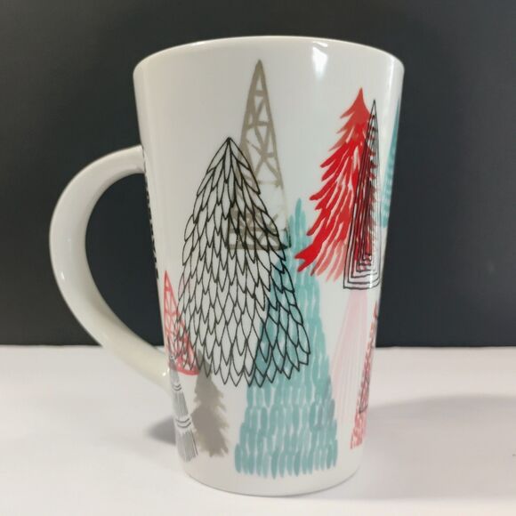 Starbucks Christmas Coffee Mug Holiday Cup Abstract Geometric Forest Trees - Picture 4 of 11